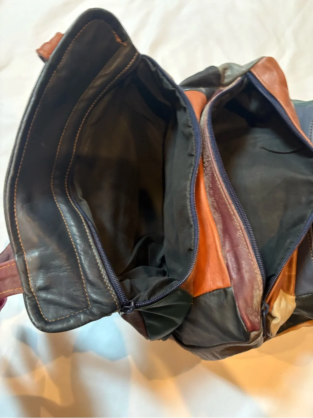 Patchwork Leather Crossbody Bag in Brown and Black